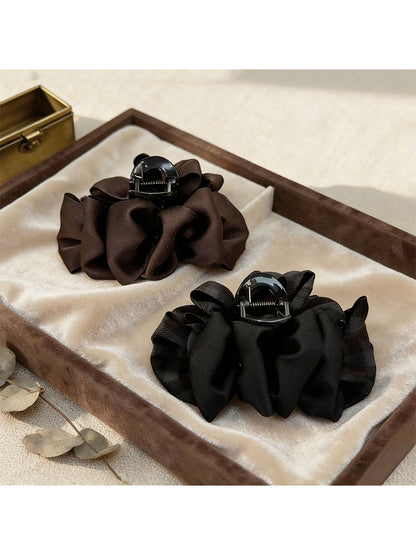 Black Satin Bow Claw Clip for Women, Premium 2026 New Cloud Bubble Hair Clip, Minimal Hair Volume, Shark Clip