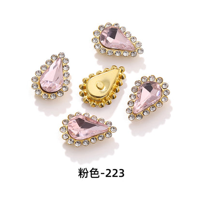 Colorful pointed waterdrop sunflower edged flower plate diamonds double-layer hand-sewn glass diamonds - clothing, hair accessories, DIY accessories