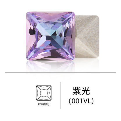 Cross-border hot-selling square right-angle high-top glass drill, special-shaped water rhinestone, DIY square pointed base diamond inlaid with diamond attachment materials