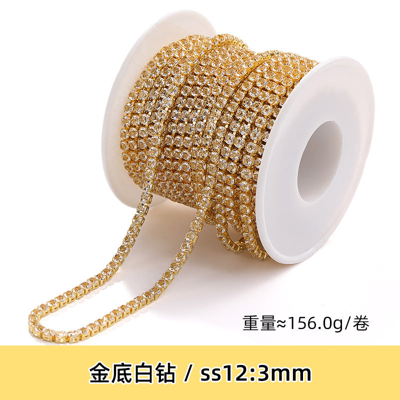 Zircon claw chain 2.5 3 4mm dense white rhinestone claw chain phone case, nail art, clothing, DIY accessories