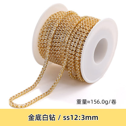 Zircon claw chain 2.5 3 4mm dense white rhinestone claw chain phone case, nail art, clothing, DIY accessories