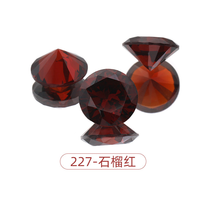 Cross-border round zircon bare stone, pointed bottom glass diamond, colored zircon sparkle, bright white zircon nail drill manufacturer