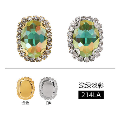 Multicolor crystal glass diamonds, light color oval crystal buckle holes, hand-sewn diamonds - clothing, shoes, bags, DIY accessories