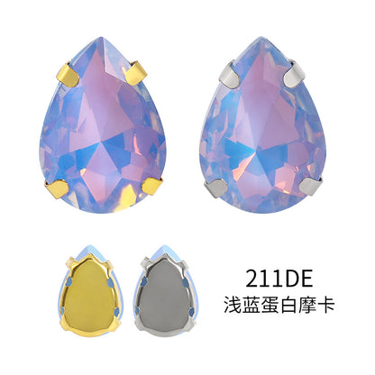 Xichuan waterdrop egg white mocha four-corner claw drill hand-stitched glass teardrop water rhinestone DIY accessories and accessories