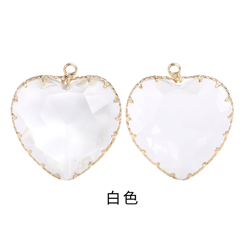 Heart-shaped single pendant gold flower claw glass diamond pendant necklace clothing accessory heart-shaped gold edged peach blossom claw pendant