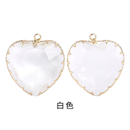 Heart-shaped single pendant gold flower claw glass diamond pendant necklace clothing accessory heart-shaped gold edged peach blossom claw pendant