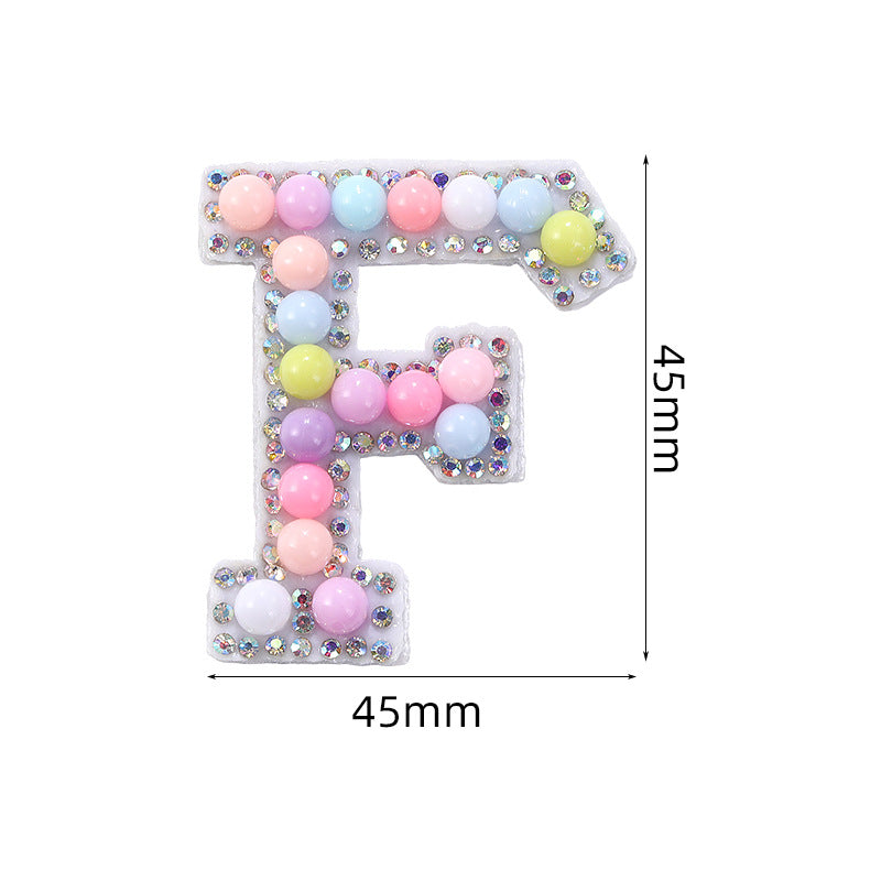 Macaron letter stickers, 26-letter English DIY accessories, clothing accessories, faux pearl and rhinestone appliqué set