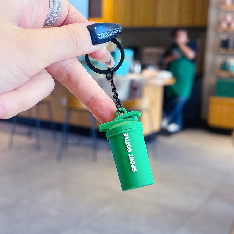 Creative sports fitness mini water bottle key chain school bag small pendant car key chain bag pendant small gift
