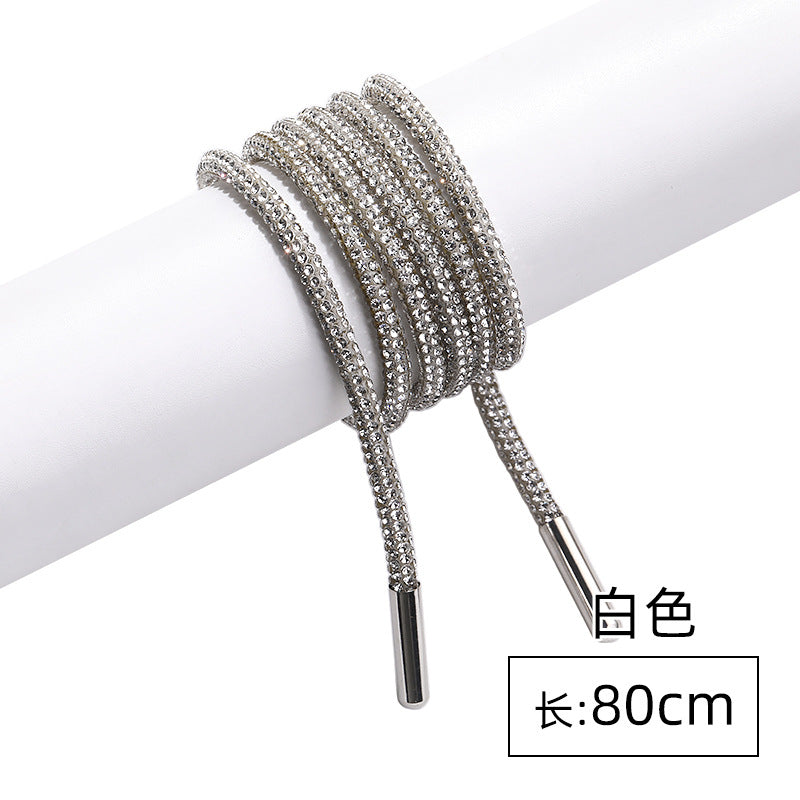 Crystal cord, drill rope, full diamond, ultra-glitter round soft tube, 6-row drill rope, coat strap, hat strap, shoelace, bag and pants strap, DIY accessory for accessories