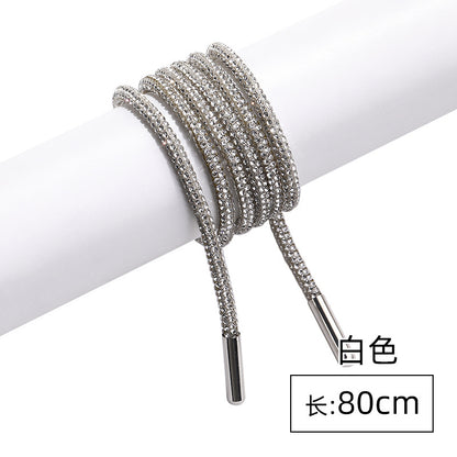 Crystal cord, drill rope, full diamond, ultra-glitter round soft tube, 6-row drill rope, coat strap, hat strap, shoelace, bag and pants strap, DIY accessory for accessories
