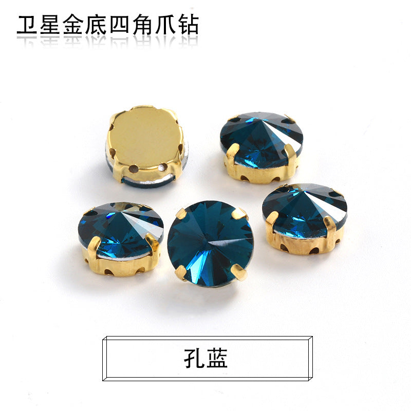 Xichuan new gold background satellite square corner hand sewing drill claw drill DIY clothing collar dress accessories material wholesale