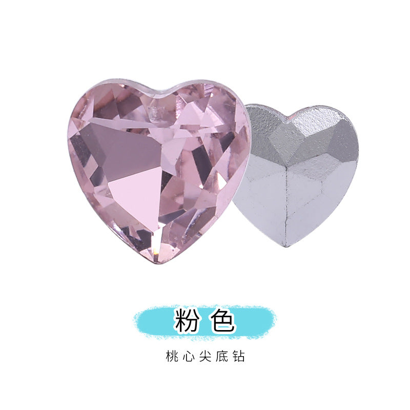 Heart Pointed Bottom Diamond Rhinestones - Crystal Glass Phone Sticker Clothing Headband Jewelry Accessories