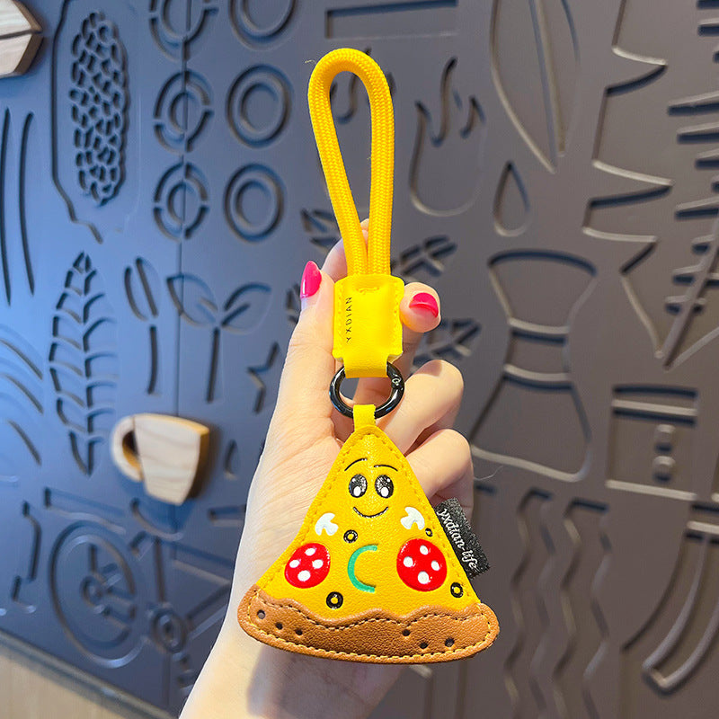 Creative PU leather simulation food keychain pendant couple hamburger car keychain bag pendant small gift