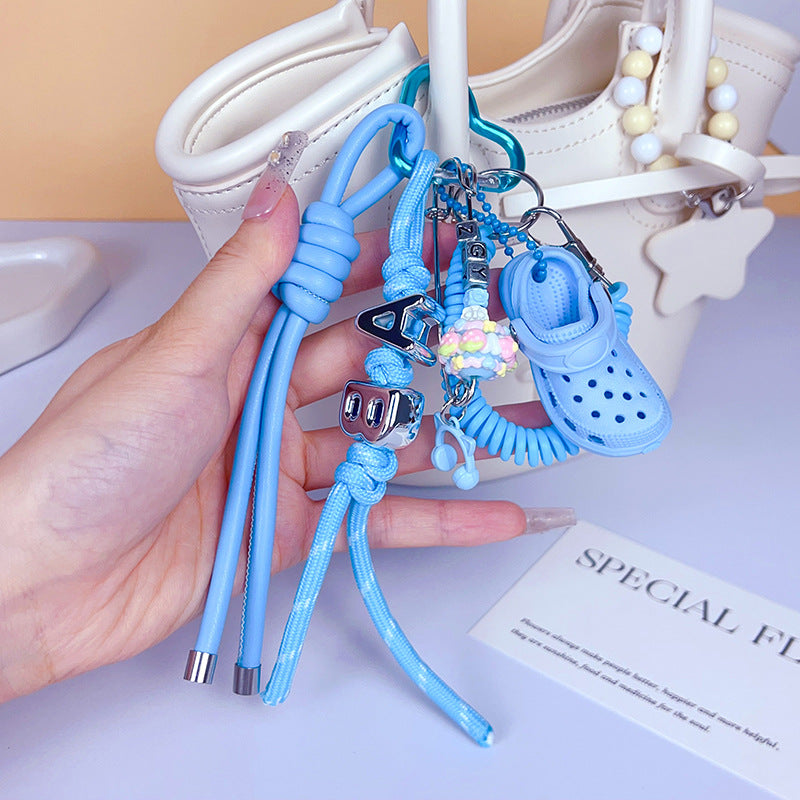 Creative handmade DIY hole shoes bracelet keychain couple miu tie bag pendant keychain small pendant accessories