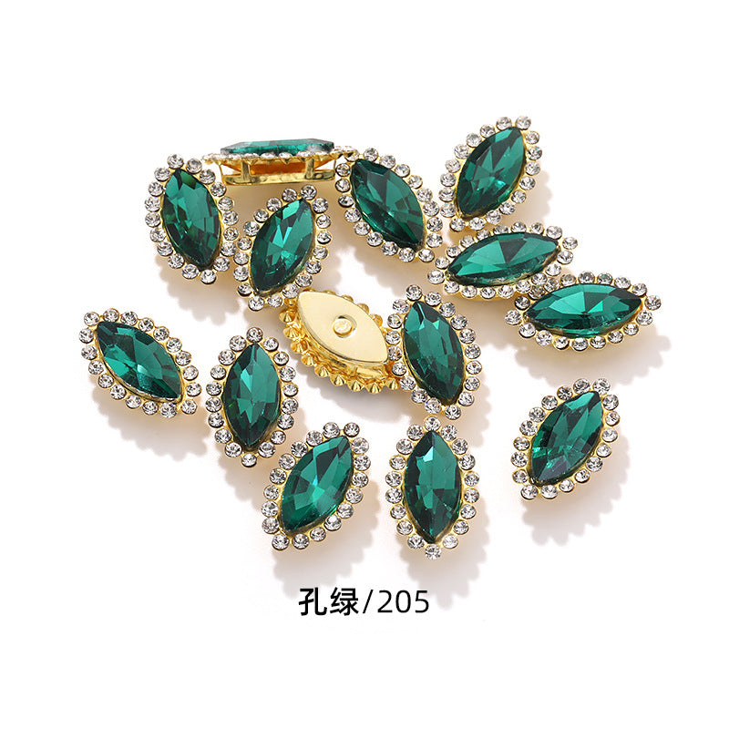 Horse Eye Sunflower Double-layer Hand-Stitched Diamond Shaped Edge Glass Diamond Clothing Bag DIY Accessories Manufacturer Wholesale