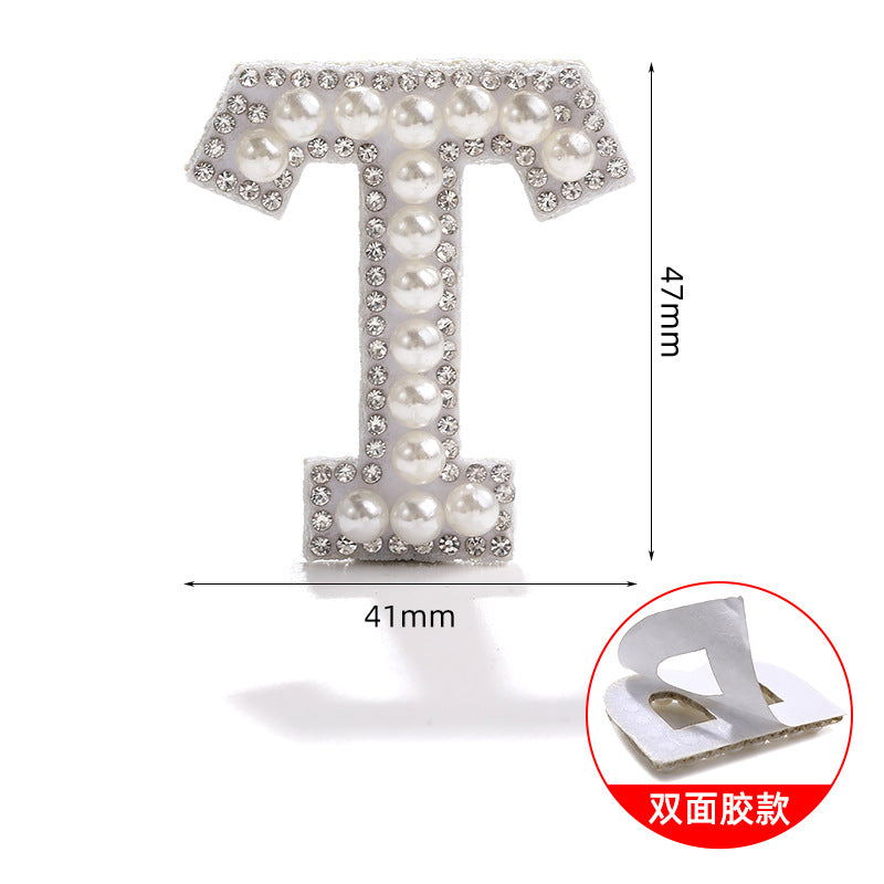 26 English letter patches, pearl adhesive backing tape, DIY double-sided decorative decoration, peel-off self-adhesive patch stickers