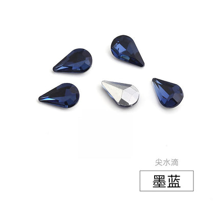 Long Drop Teardrop Diamond Rhinestones - Silver Crystal Luggage Jewelry Nail Art Clothing Hair Accessories