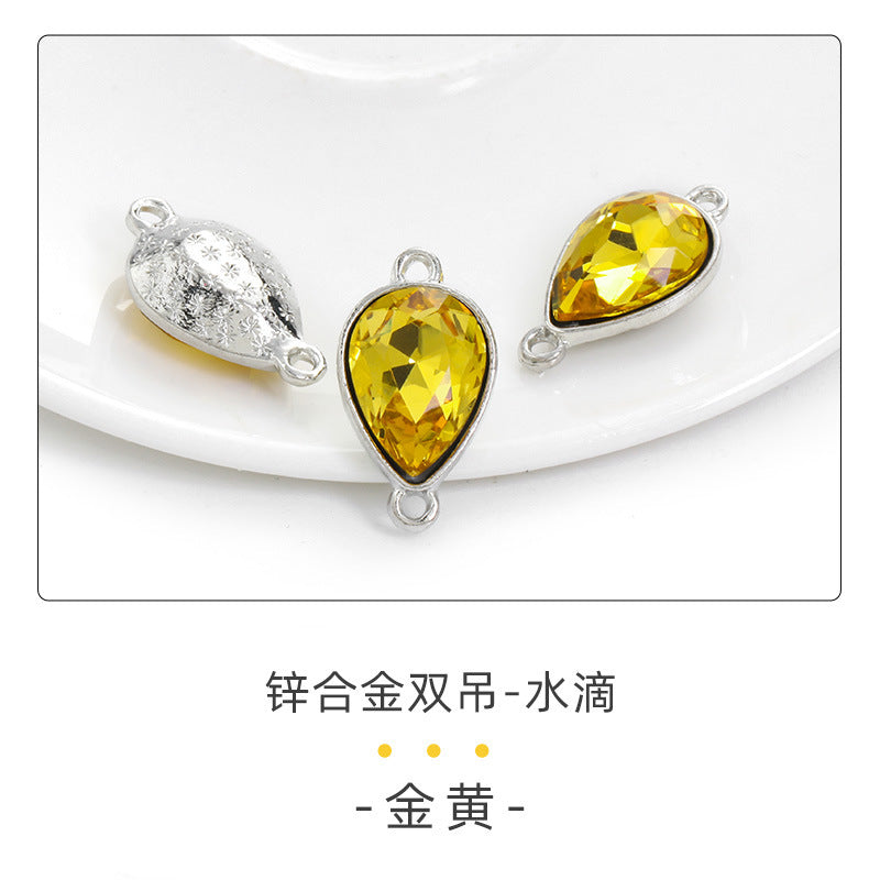 Direct supply of waterdrop double pendants, zinc alloy pendants, earrings, bracelets, jewelry accessories, high-value waterdrop double pendants