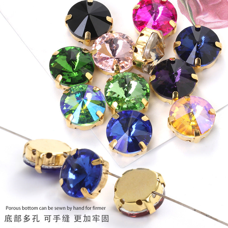 Xichuan new gold background satellite square corner hand sewing drill claw drill DIY clothing collar dress accessories material wholesale