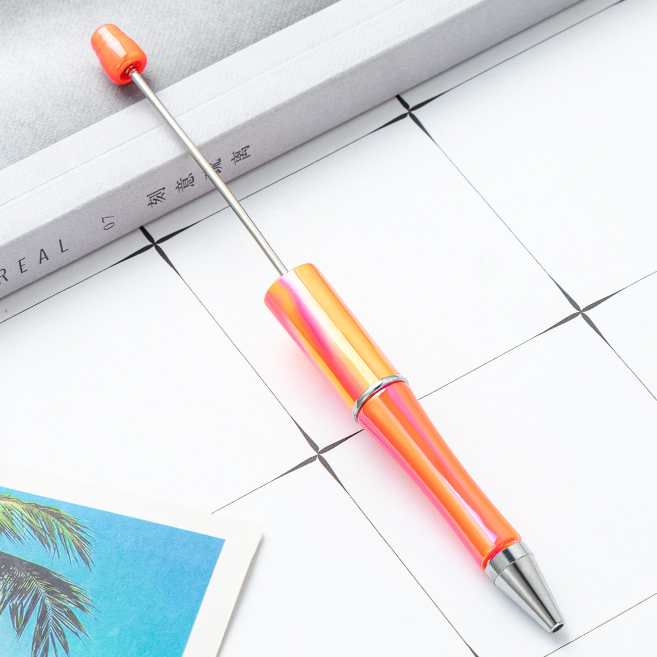 DIY Ballpoint Pen - Wholesale Plastic Printable Logo UV Gradient Beaded Pen