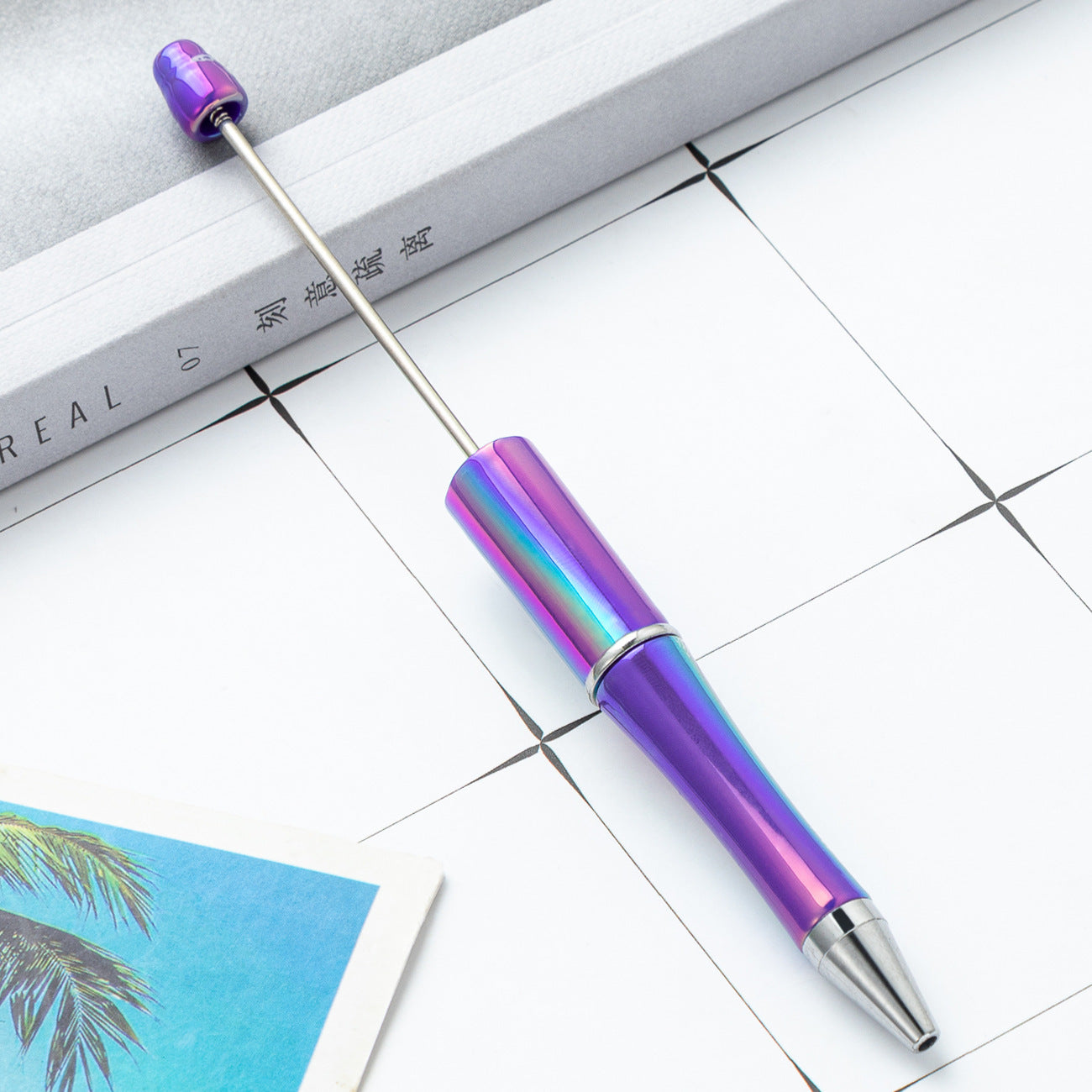 DIY Ballpoint Pen - Wholesale Plastic Printable Logo UV Gradient Beaded Pen