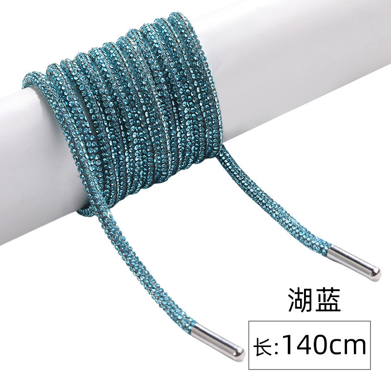 Crystal cord, drill rope, full diamond, ultra-glitter round soft tube, 6-row drill rope, coat strap, hat strap, shoelace, bag and pants strap, DIY accessory for accessories
