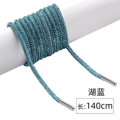 Crystal cord, drill rope, full diamond, ultra-glitter round soft tube, 6-row drill rope, coat strap, hat strap, shoelace, bag and pants strap, DIY accessory for accessories