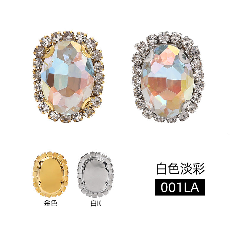Multicolor crystal glass diamonds, light color oval crystal buckle holes, hand-sewn diamonds - clothing, shoes, bags, DIY accessories