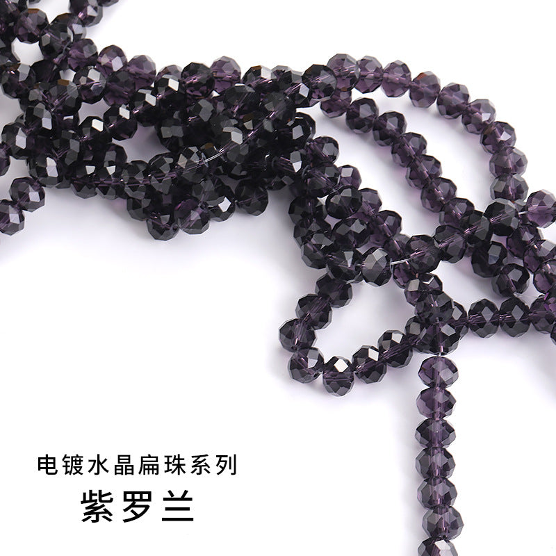 10mm electroplated crystal flat beads with glass through-hole beads, DIY accessories wholesale bead stringing accessories, crystal loose bead lanyards