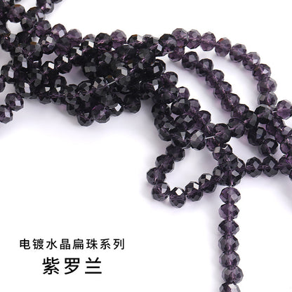 10mm electroplated crystal flat beads with glass through-hole beads, DIY accessories wholesale bead stringing accessories, crystal loose bead lanyards