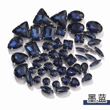 Mixed Four-Corner Claw Rhinestones - Silver Crystal Glass Hand-Sewn Wedding Dress Accessories 50pcs