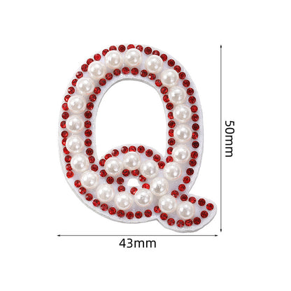 Red diamond 26-letter fabric patch set, hot-flung colored letter patch patch, clothing bag with diamond-embedded fabric patch