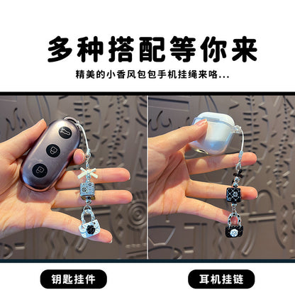 Handmade DIY beaded bow small fragrance mobile phone chain pendant girly heart car key chain bag ornament