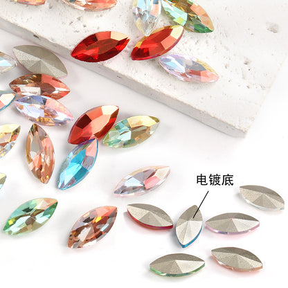 Horse eye crystal diamond, diamond-shaped coated light color glass rhinestone, DIY nail art accessories, irregular pointed and base diamond influencer