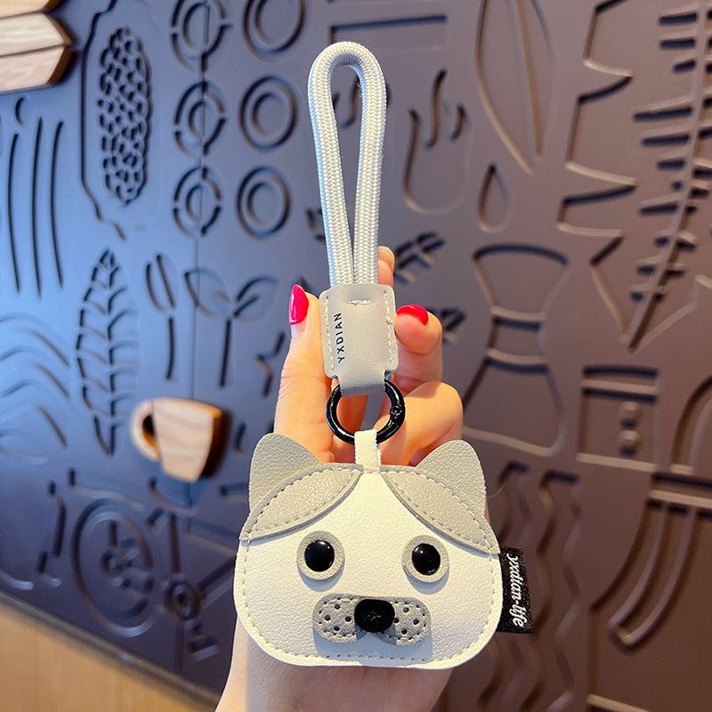 Creative PU leather Shiba Inu keychain doll pendant cute husky couple car keychain bag pendant