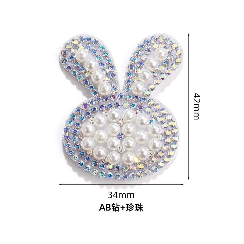 Rabbit Rhinestone Pearl Patch - Hot Diamond Sticker Clothes Shoes Flower Hair Accessories
