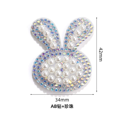 Rabbit Rhinestone Pearl Patch - Hot Diamond Sticker Clothes Shoes Flower Hair Accessories