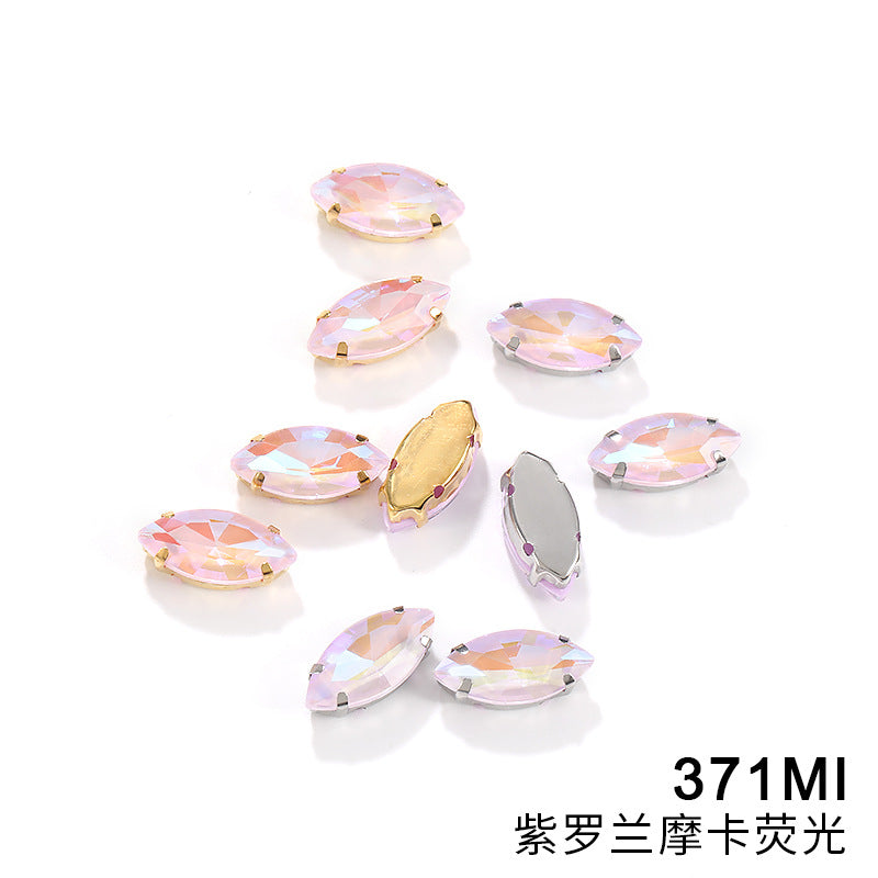 Cross-border wholesale: new horse-eye mocha fluorescent four-corner claw drill DIY accessory materials, footwear accessories