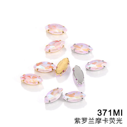Cross-border wholesale: new horse-eye mocha fluorescent four-corner claw drill DIY accessory materials, footwear accessories