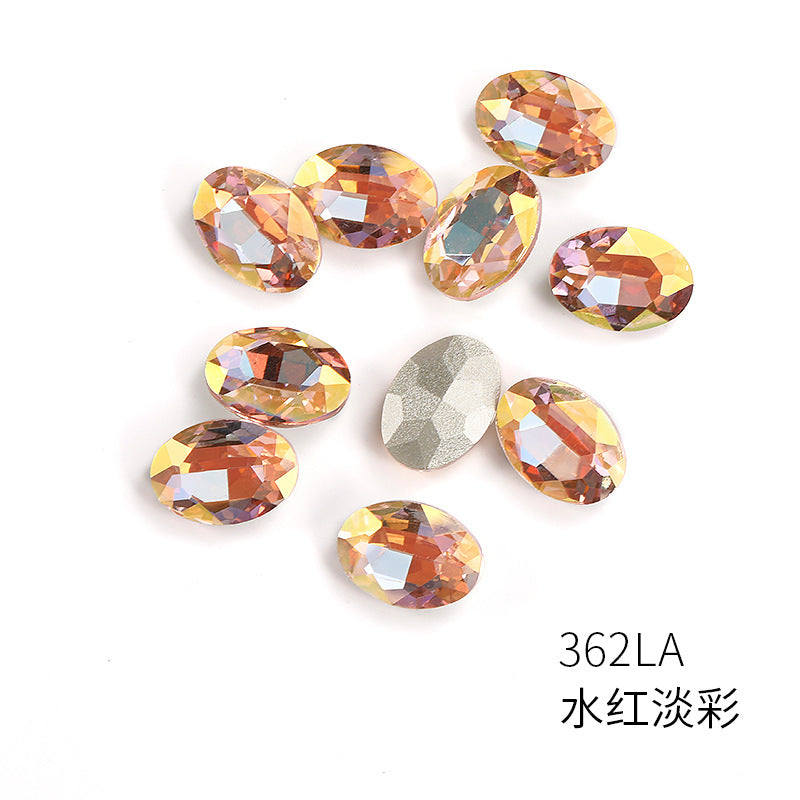 Oval light color nail art diamonds, dan-shaped pointed bottom diamond hair accessories, headwear, luggage, clothing accessories, oval light color water rhinestones