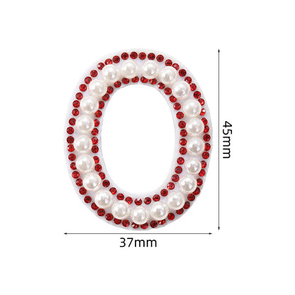 Red diamond 26-letter fabric patch set, hot-flung colored letter patch patch, clothing bag with diamond-embedded fabric patch