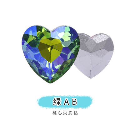 Heart Pointed Bottom Diamond Rhinestones - Crystal Glass Phone Sticker Clothing Headband Jewelry Accessories