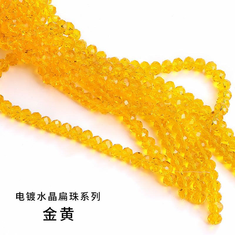 10mm electroplated crystal flat beads with glass through-hole beads, DIY accessories wholesale bead stringing accessories, crystal loose bead lanyards