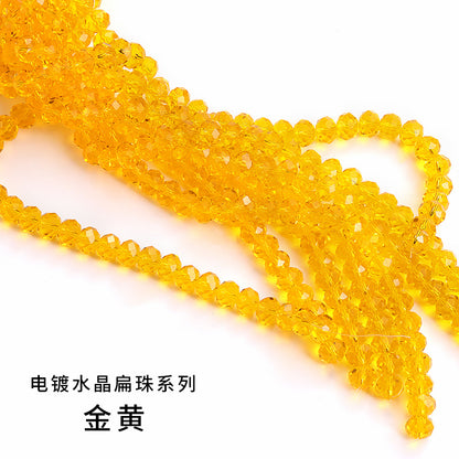 10mm electroplated crystal flat beads with glass through-hole beads, DIY accessories wholesale bead stringing accessories, crystal loose bead lanyards
