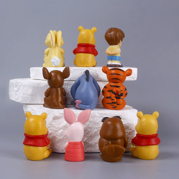 PVC Critter 10 Piece Set Pooh Bear Tigger Owl Peppa Pig Cartoon Animal Model Ornaments