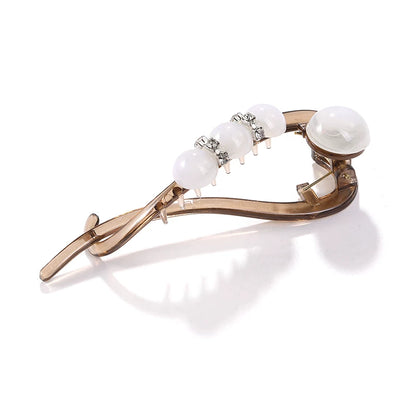 High-end and elegant beaded twisted clip, rhinestone hair clip for women, no poking at the back of the head, updo claw clip, versatile flat-head clip