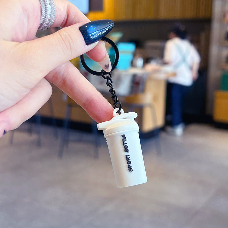 Creative sports fitness mini water bottle key chain school bag small pendant car key chain bag pendant small gift