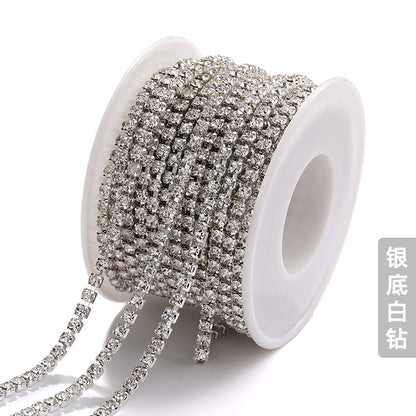 Hot Selling Multicolor White K Claw Chain 2 2.5 2.8 3mm Dense Crystal Glass Drill Claw Chain DIY Clothing Decorations