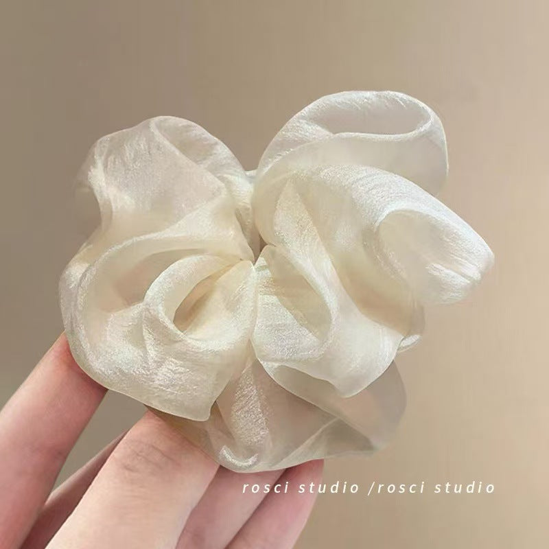 Forest style mesh super large intestine hair tie for women, high-end elastic and durable hair tie, retro head flower 2025 new style