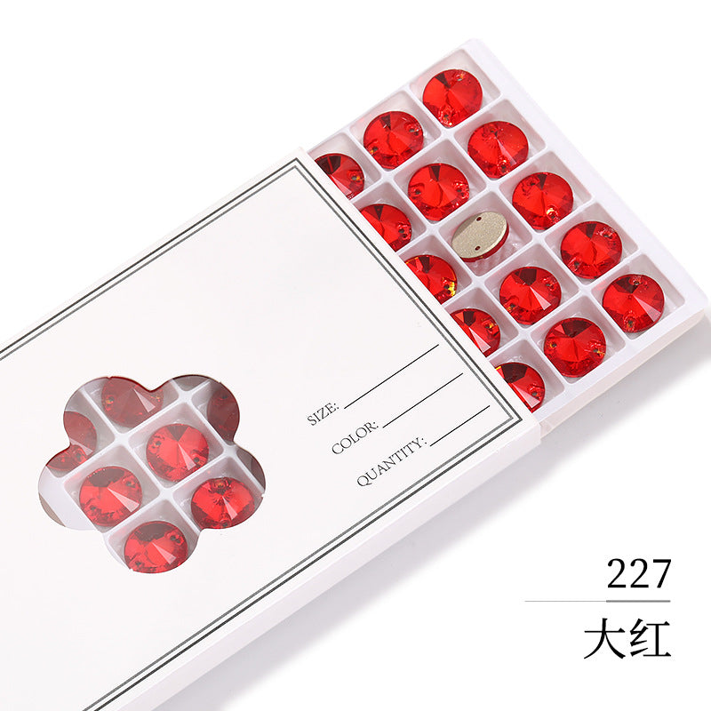 Flat Bottom Hand-Sewn Diamond K9 Satellite Round Flat Buckle Double Hole Punched Hand-Sewn Diamond Wedding Dress Apparel Accessories Super Flash Satellite